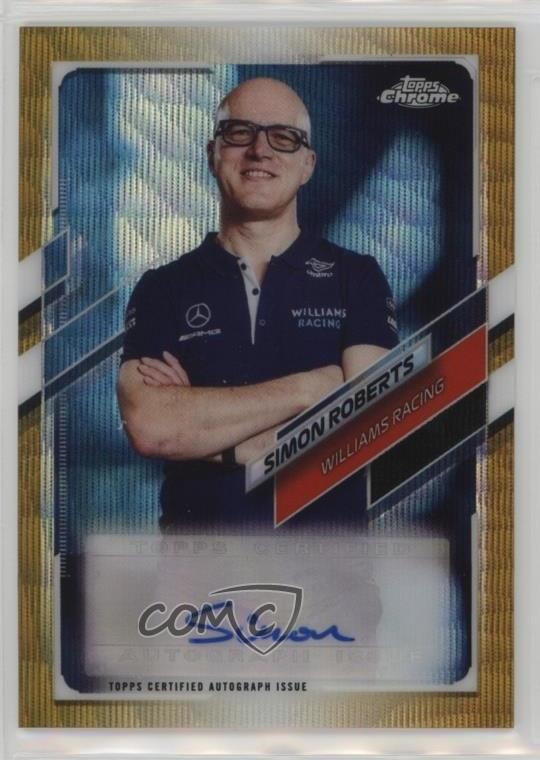 2021 Topps Chrome Formula 1 Gold Wave Refractor /50 Simon Roberts Auto 1f8v