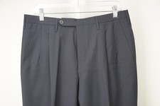 Rota Solid Dark Blue 100% Wool Mens Dress Pan...