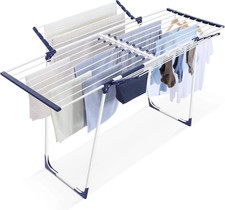 Foldable Clothes Drying Rack with Clips - Space-Saving Indoor/Outdoor Use