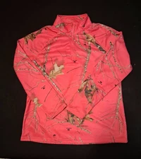 Womens Mossy Oak Hot Pink & Camo Long Sleeves Top Size Large 12-14
