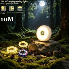 33ft Rechargeable Portable LED Camping String Lights w/ RGB Warm for Tent Fairy