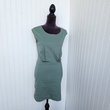 Nine West Dress Womens Olive Green Sheath Sleveless Casual Rayon Sz S