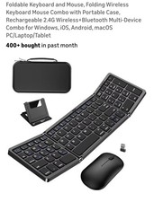 Foldable Keyboard and Mouse, Folding Wireless Keyboard Mouse Combo with Porta...