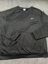 Nike Sweatshirt Mens 2XL Black Therma-FIT Crewneck Fleece Kangaroo Pocket Logo