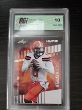 2018 Baker Mayfield Rookie Card 10 Gem Mint Leaf Hype Football Card. rookie card picture