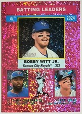Witt Guerrero Jr. Judge 2025 Topps Heritage #192 Batting Leaders Pink Sparkle