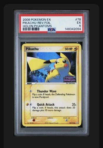 Pikachu Reverse Holo Foil 78/110 PSA 5- 2006 Pokemon EX Holon Phantoms NEW CERT