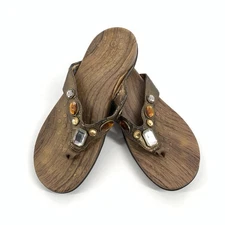 Vionic Eve Thong Orthopedic Slip On Comfort Flats Size 7 Womens Bronze Brown