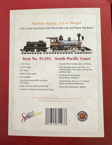 Bachmann Spectrum 1:20.3 calibre estrecho 2-6-0 Mogul SPC DCC listo 81493 | Condition: New