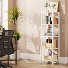 TUTOTAK 5-Tier Tall Narrow Bookshelf for Small Spaces, DIY Stackable Bookcase