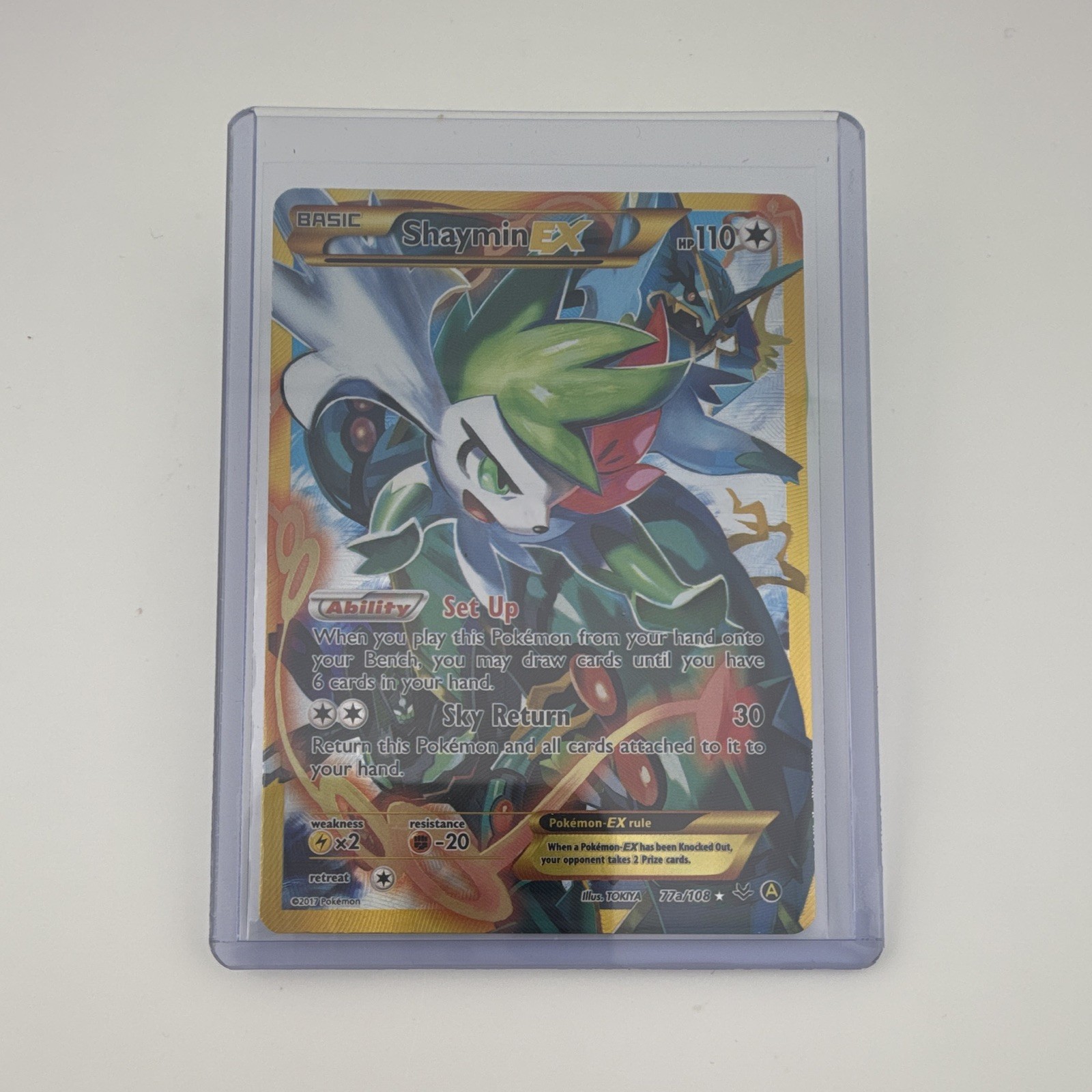 Shaymin EX Full Art Gold Secret Rare Promo 77a/108 Roaring Skies Pokemon Card