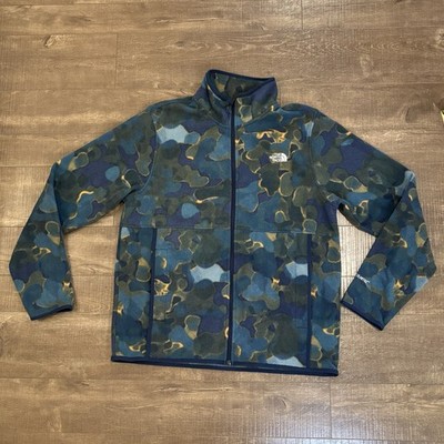 The North Face Fleece Sweatshirt Men Large Blue Camo PolarTec G3