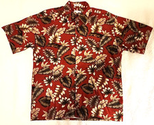 Vintage Pierre Cardin Hawaiian Shirt Men's Size L Red Button Up Short Sleeve