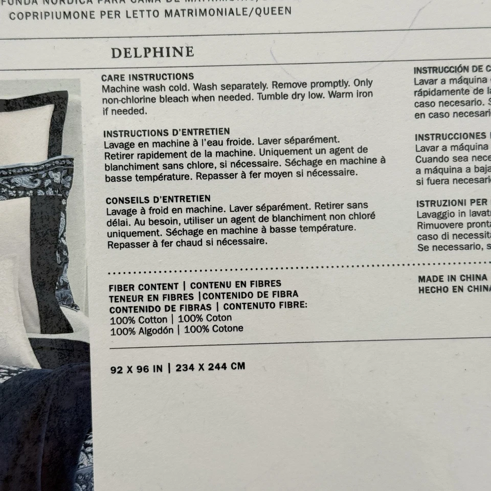 Ralph Lauren Delphine пейсли королева пододеяльник 100% хлопок сатин темно-синий новый с Ярлыками $355 - Изображение 3 из 4