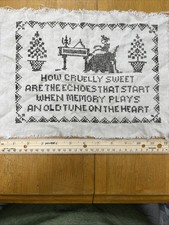 Vintage sampler haftu krzyżowego czysty len kolonialny sampler