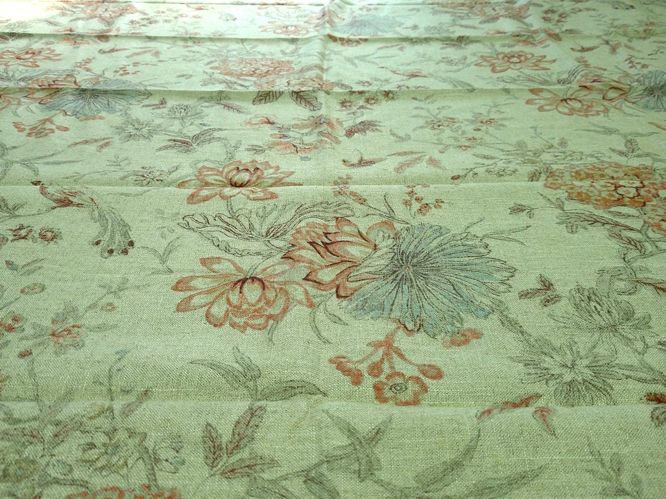 Authentic Waverly "Lucchese Giarbino" Linen Blend Flora Bird Slubby Subdued 2 Yd - Image 4 of 4