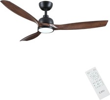 CJOY Ventilatore Soffitto con Luce, 132 cm - Telecomando - Reverse - Color Legno