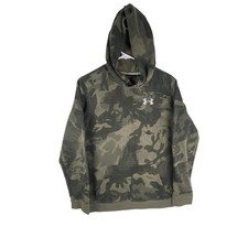 Under Armour Hoodie Sweatshirt Boys YXL 18-20 Green Camo Fleece Pullover Logo