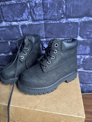 Timberland 6-Inch Boot Unisex Kids US 6 Black Leather Lace-Up Ankle