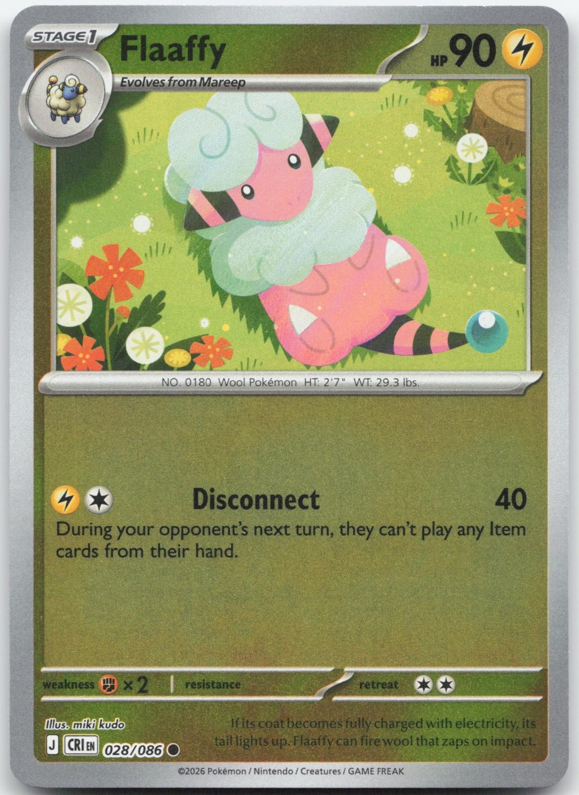 Flaaffy - 028/086 Reverse Holo Chaos Rising NM/M