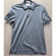 NWOT Salvatore Ferragamo Mens Gray Polo Gancini Neck Logo Sz Small shirt