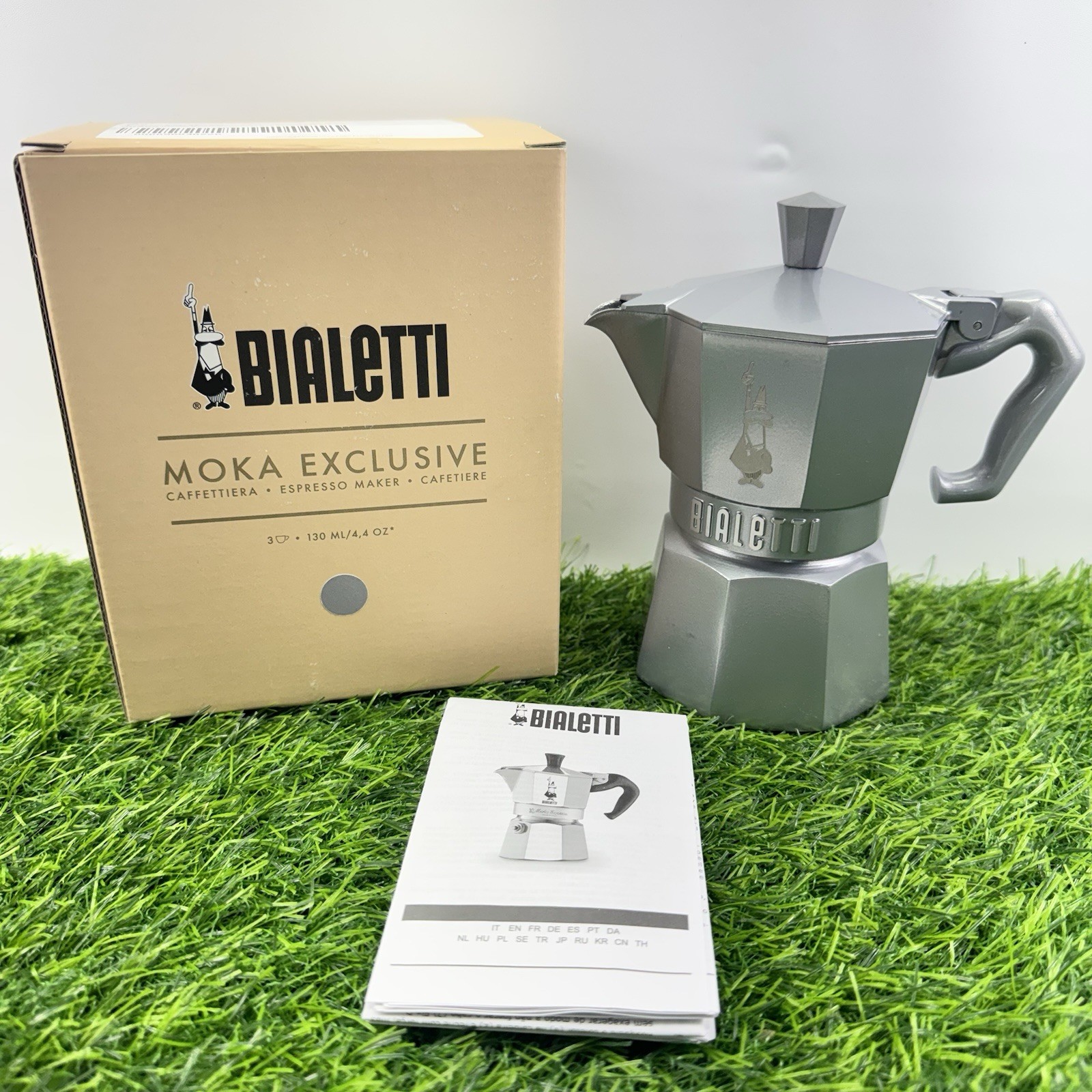 Bialetti Moka Exclusive Stovetop Espresso Maker 3 Cups - Silver 0009053 4.4 oz