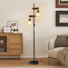 2 Light Floor Lamp Modern Standard Industrial Free Standing Bedroom Living Room