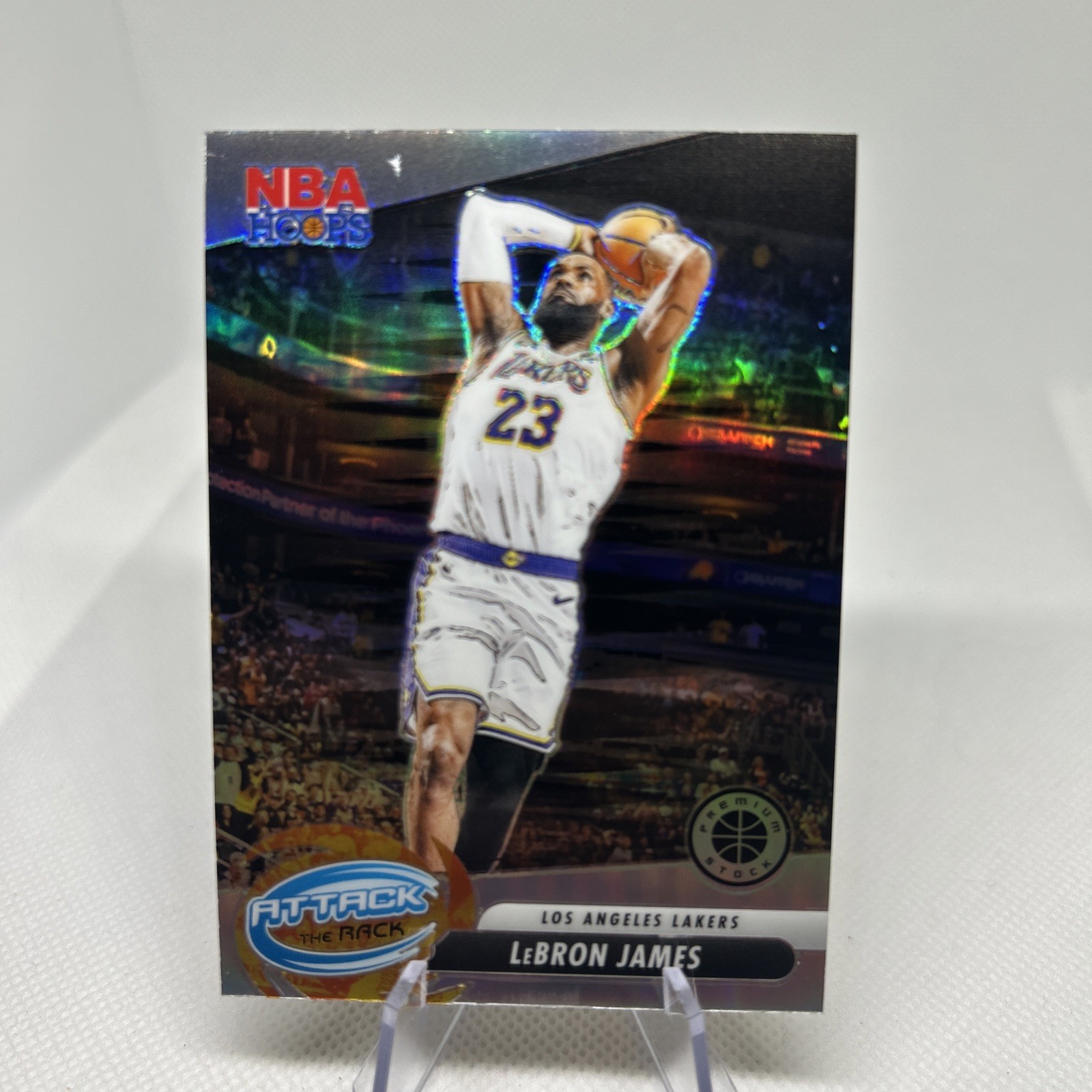 2023-24 Panini Nba Hoops Premium Stock Attack the Rack LeBron James #4 Silver 97