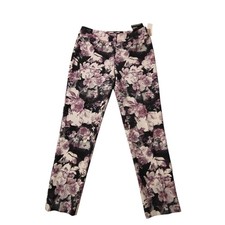 NINE WEST Floral Skinny Stretch Pants Purple Women's Size 6  NWT 00046
