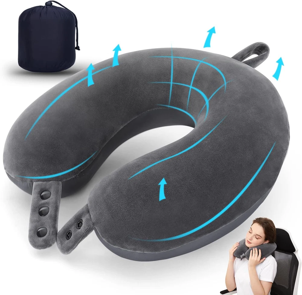 Travel Pillow, Best Memory Foam Neck Pillow Head Support Soft Pillow for