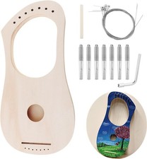 OriGlam Lyre Harp 7 String DIY Kit, Make Your Own Bass Wood Lyres With beige