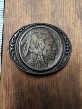 Vintage 1937 Buffalo Nickle Pewter Belt Buckle