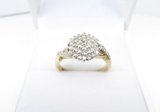 9ct Gold Diamond Ring Yellow Gold Cluster Hallmarked 0.37ct Size L with Gift Box