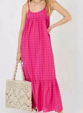 Accessorize Womens Beach Pink And White dobby Maxi Dress set size L new Rrp £54