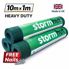 Shed Felt 10m x 1m Heavy Duty Reinforced Fibre Roofing Felt Green + FREE Nails