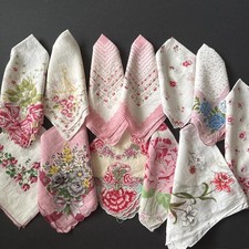 Vtg Hankie LOT Wedding Baby Shower Bridal Party Pink Floral Cottage Granny Core