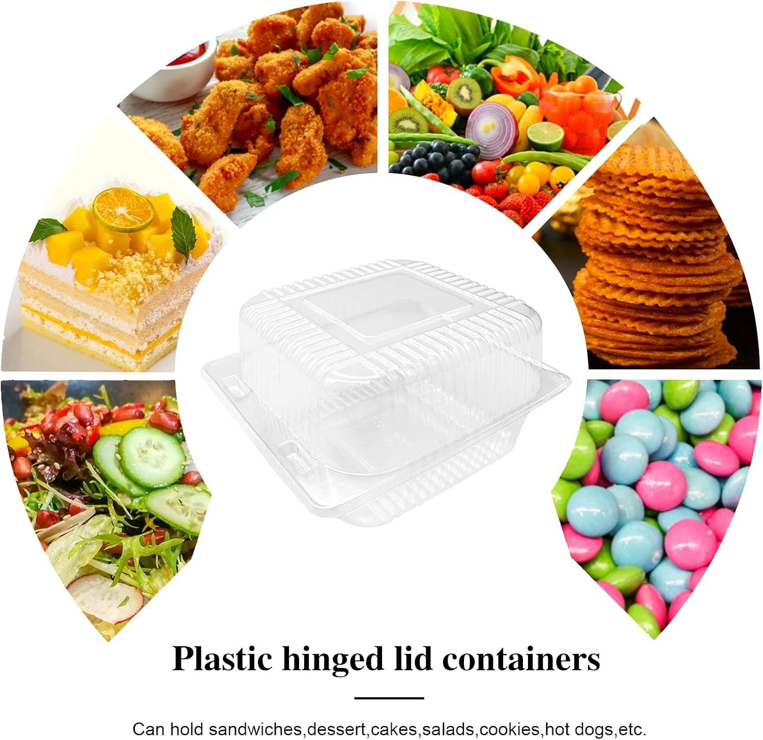 Plastic Containers 100 Pcs Clear Hinged Lids Individual Cake Slice Containers