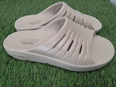 Skechers GO RECOVER Arch Fit Recovery Slide Sandals Womens 9 Taupe Glitter NWOT
