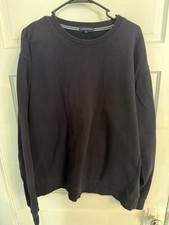 Vintage 90s Lands End Blank Basic Navy Blue Crewneck Sweatshirt XL