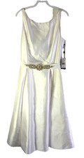 New Adrianna Papell Mikado Party Dress White Embellished Shower Womens 10