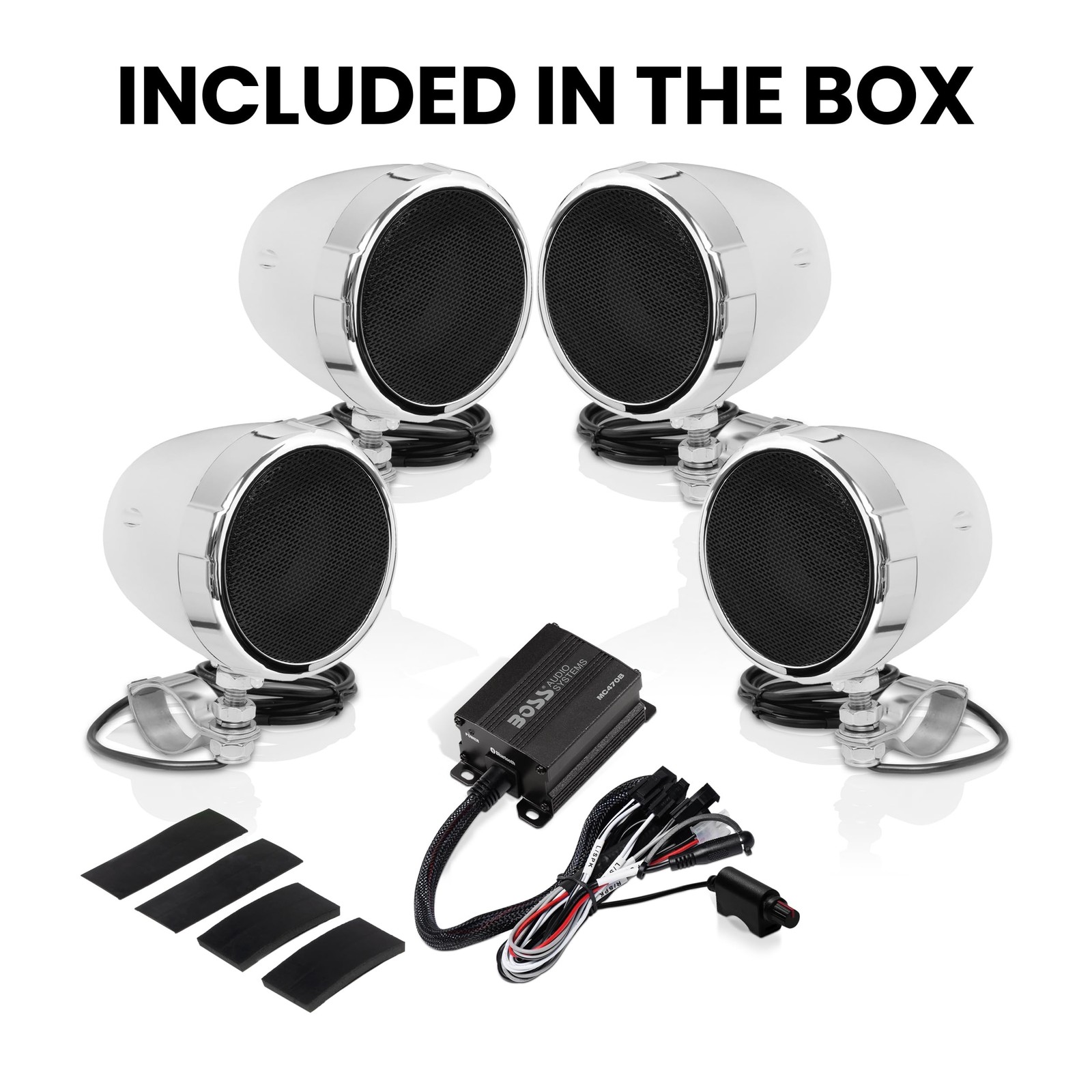 BOSS Audio Systems MC470B 3 Inch Motorcycle Full Range Speakers and Amplifier...
