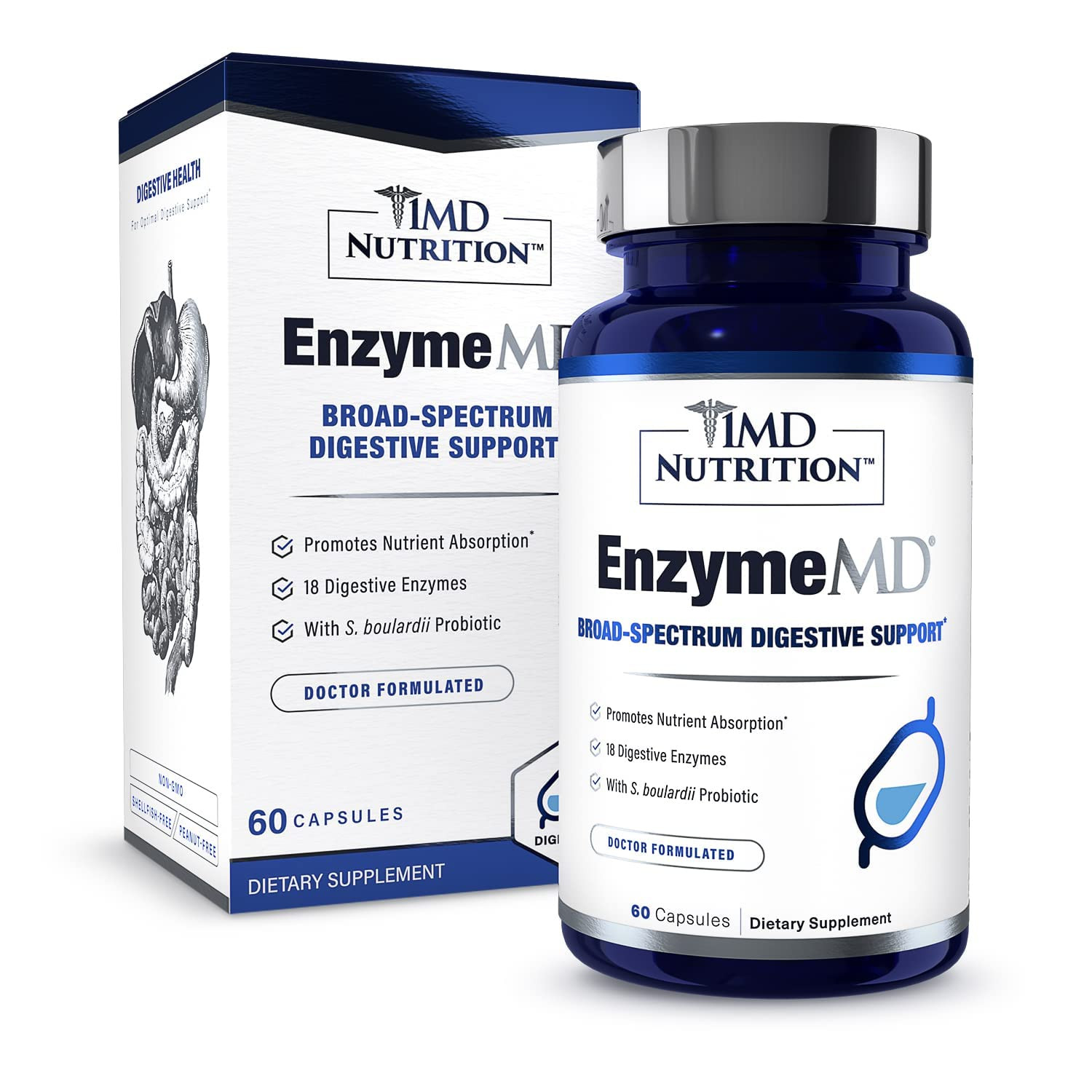 EnzymeMD - Digestive Enzymes Supplement - Doctor Formulated | 18 Plant-Based ...