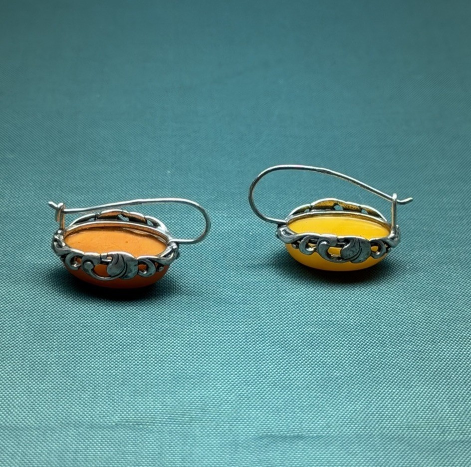 Earring Amber Sterling Silver - image 2