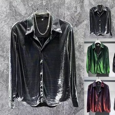 Modisches Glanzhemd für Herren mit langen Ärmeln für Clubbing Events