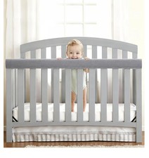 3 Pc BABY CRIB RAIL COVER PROTECTOR Gray Safe Teething Guard Wrap - NEW