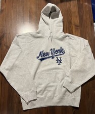 Aime Leon Dore ALD / New York Mets Logo Hoodie Grey Hooded Sweatshirt Size XXL