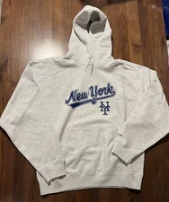 Aime Leon Dore ALD / New York Mets Logo Hoodie Sweatshirt Grey SS24 Size XS