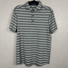 Lululemon Evolution Polo Shirt Gray Striped Athleisure Golf Gym Men  s Small 