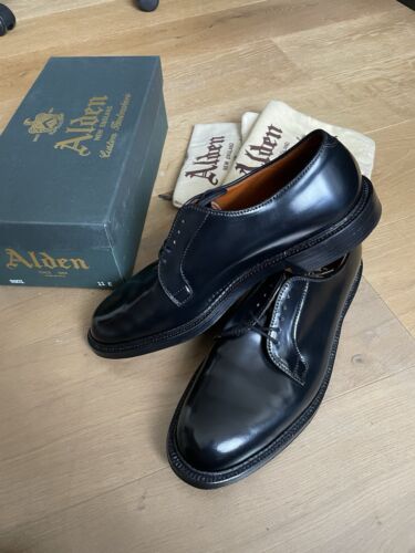 Alden 9901 Back Shell Cordovan Plain Toe Blucher 11 c/e 45 Pferdeleder