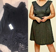 BNWT Size 26 Dorothy Perkins Curve V Neck Black Lace Party Dress RRP £38